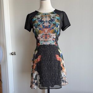 Chic Black and Mirrored Multicolor Mini Dress